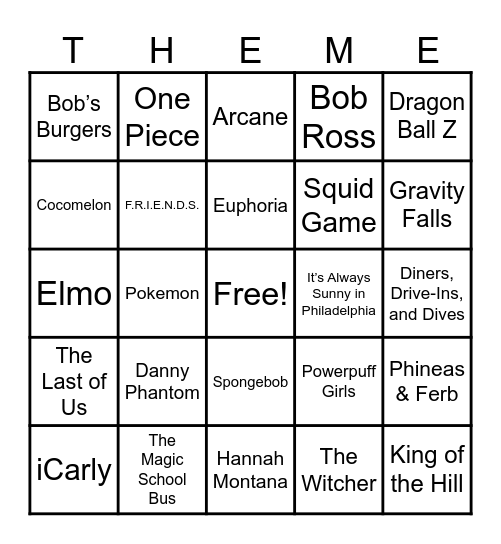 TV Theme Bingo Card