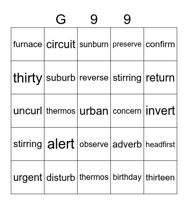 Gold 99 Bingo Card