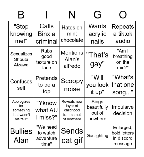 Pebble Bingo Card