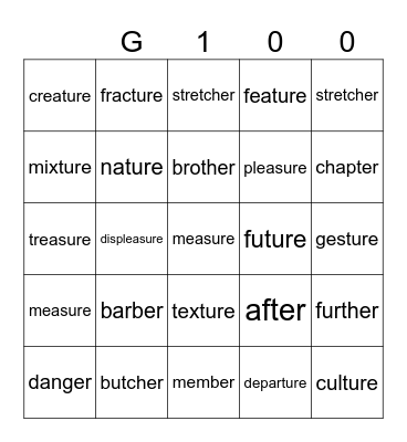 Gold 100 Bingo Card