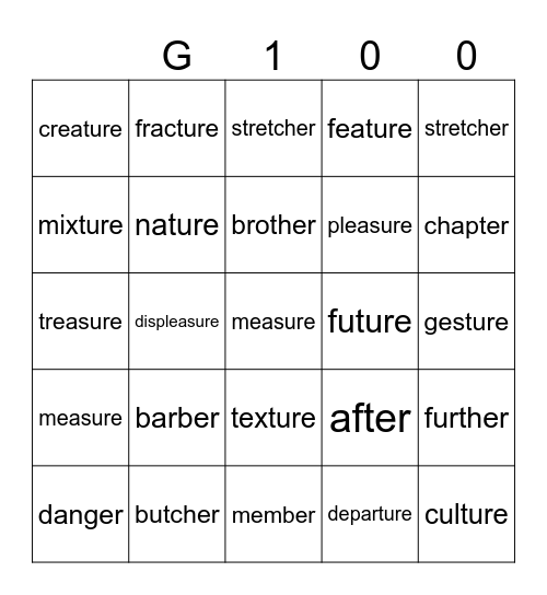 Gold 100 Bingo Card