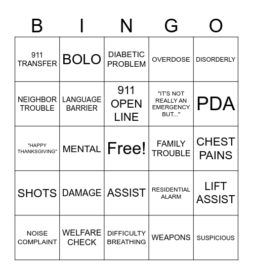 THANKSGIVING DISPATCH STYLE Bingo Card