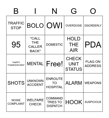 THANKSGIVING DISPATCH STYLE Bingo Card