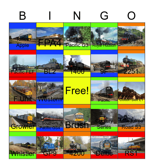 Lots & Lots of Really Big Trains Bingo Card