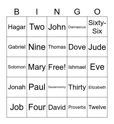 Bible Bingo Card