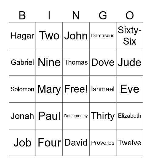 Bible Bingo Card