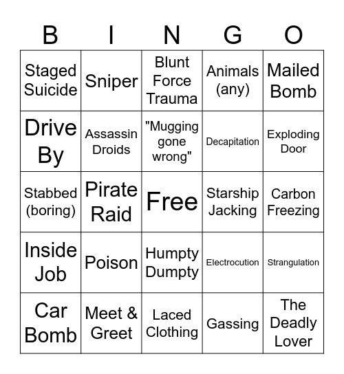 Attempted Assassinations Bingo Card