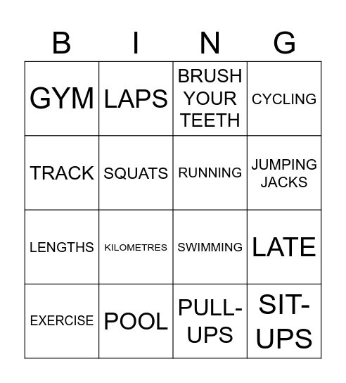 HFG UNIT 5 Bingo Card