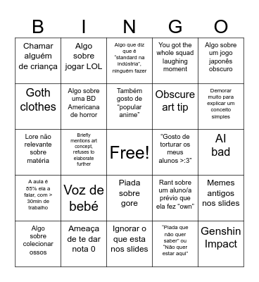 Art bingo Card