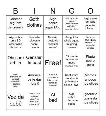 Art bingo Card