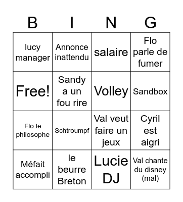 N-Zone Bingo Card