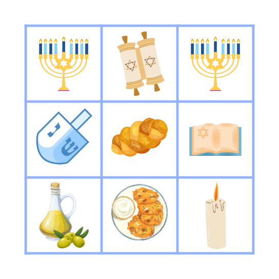 Hannukah Bingo Card