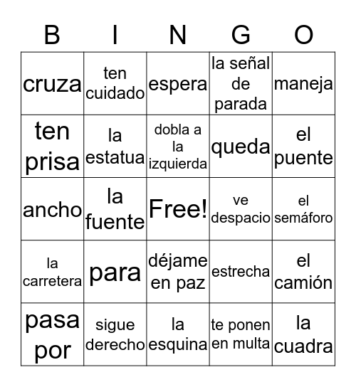 3B Vocabulary Bingo Card