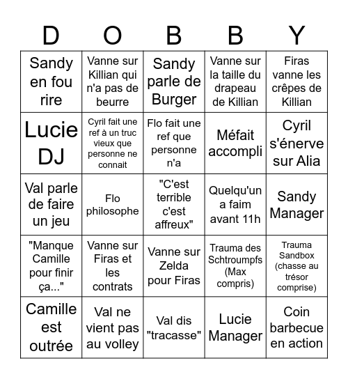 Dobby's Bingo Card