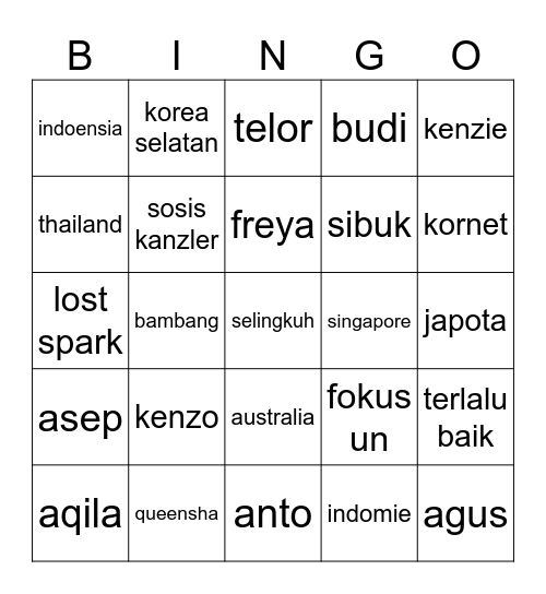 irene is mart Bingo Card