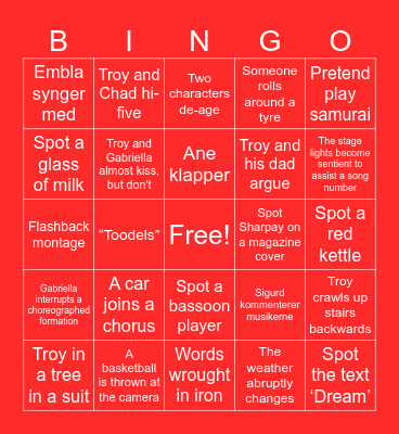 High School Musical 3 Bingo Card