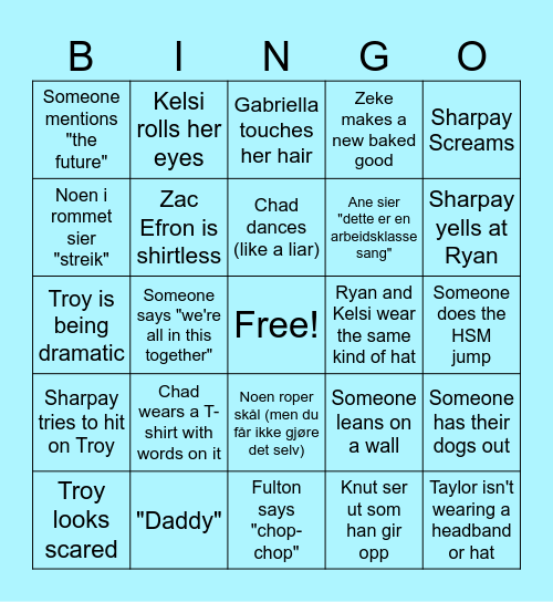 High School Musical 2 BINGO Card