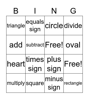 Shapes Bingo Card