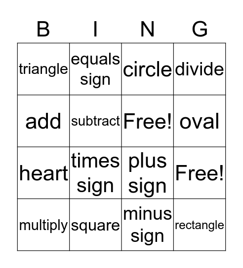 Shapes Bingo Card