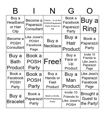 POSH/Paparazzi Party BINGO! Bingo Card