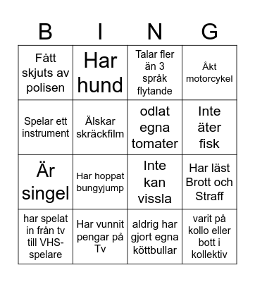 Hitta en som....... Bingo Card