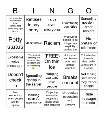 Ban bingo Card