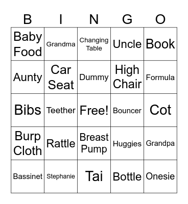 Baby Bingo Card