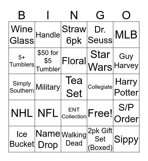 Blackout Bingo Card