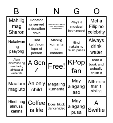 Getting to know each other Bingo Card