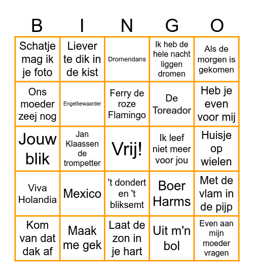 Muziekbingo Card