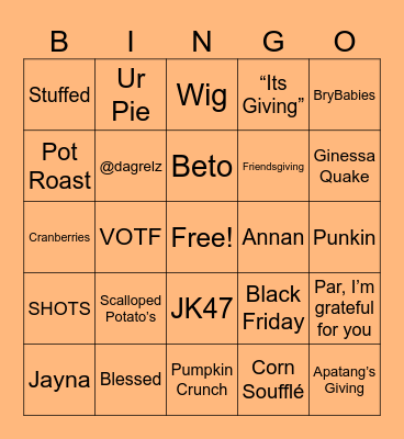 FRIENDSGIVING 2023 Bingo Card