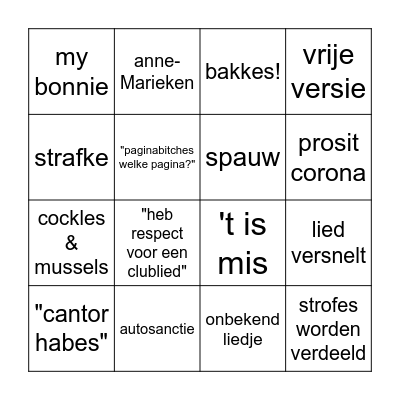 SE cantus bingo Card