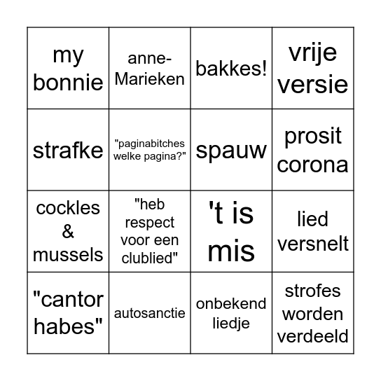 SE cantus bingo Card