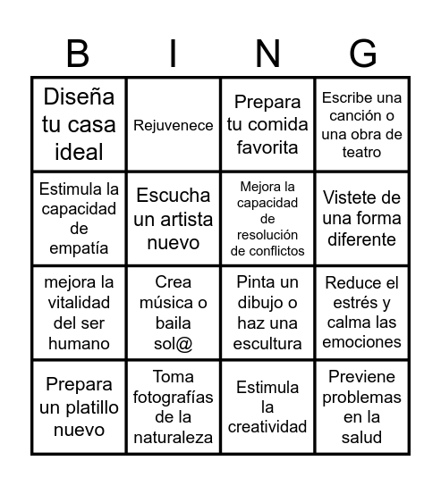 Salud mental Bingo Card