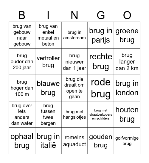 Bruggen Bingo Card