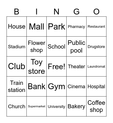 City place's Bingo Card