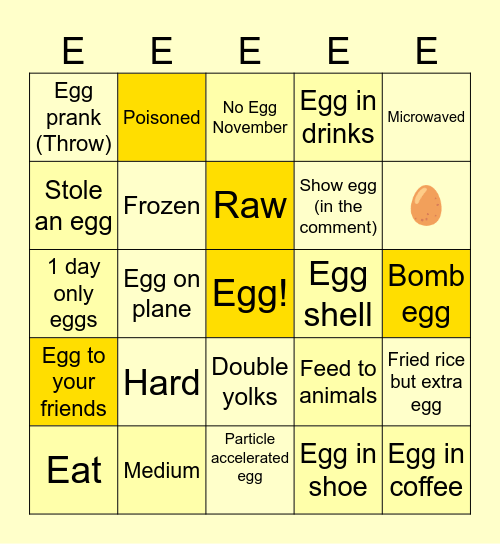 Egg Bingo (Eat/Do) Bingo Card