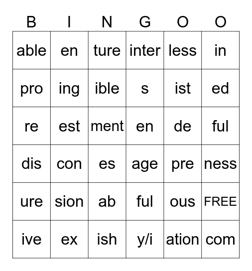 PEEL OFF! Bingo Card