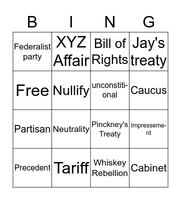 Vocab Bingo Card