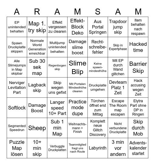 Adventskipender Bingo Card