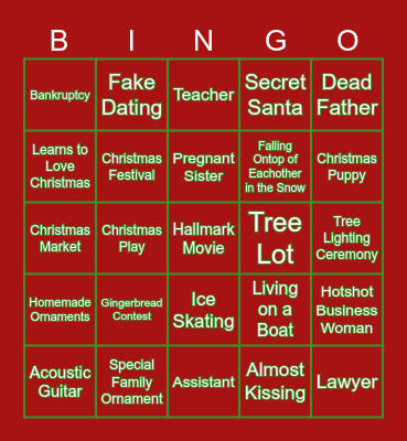 Hallmark Christmas Movie Bingo Card