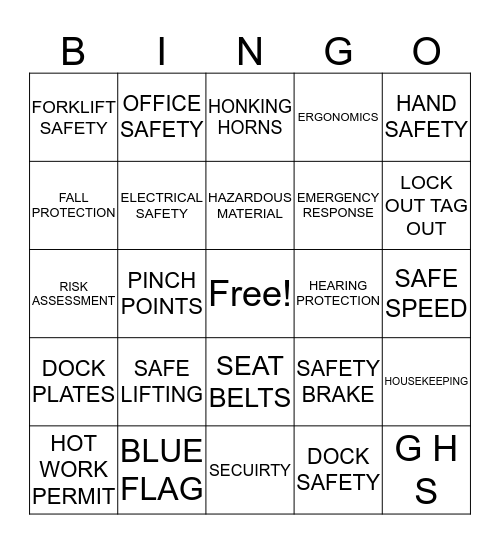 SAFETY BINGO Card