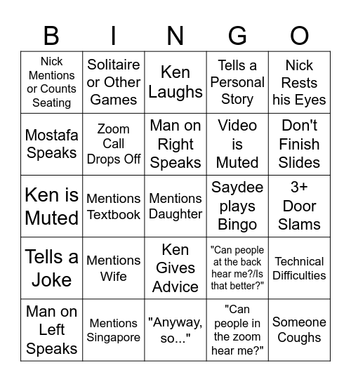 Psych BINGO Card