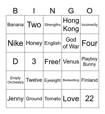 QAuiz Bingo Card