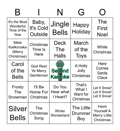 Happy Holidays! Bingo Card