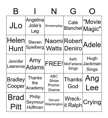 Oscar Bingo Card