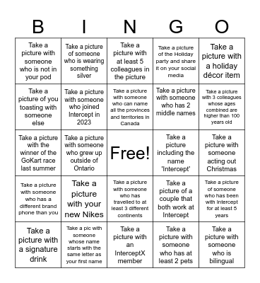 Intercept Holiday Party 2023 BINGO Card