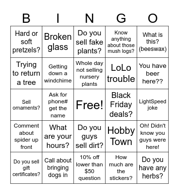 Shop Local Weekend Bingo Card