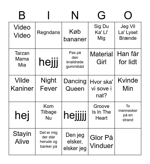 Musik Banko Bingo Card