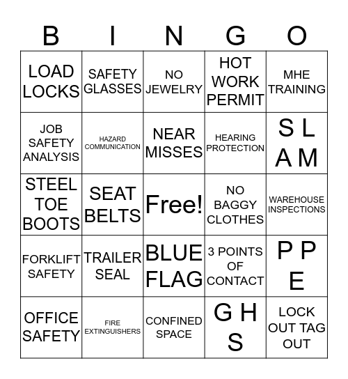 SAFETY BINGO Card